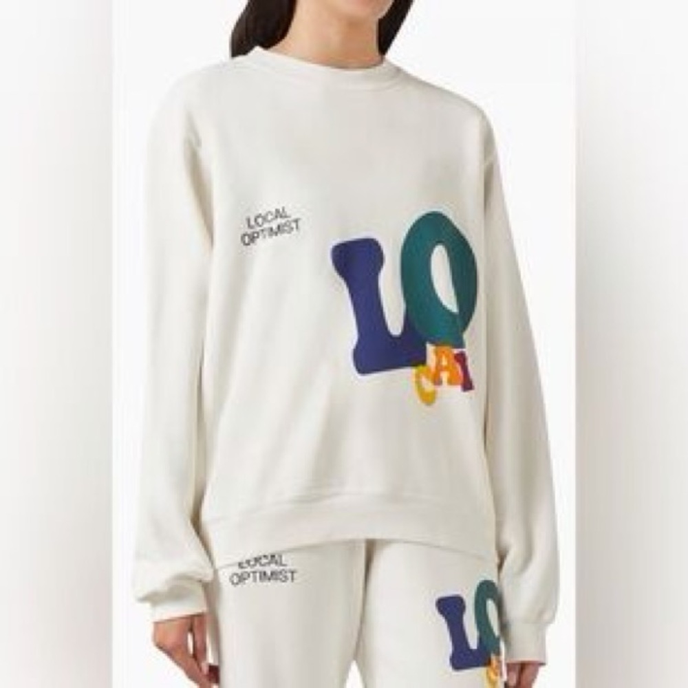 Madhappy Ivory Crewneck Sweatshirt with Multicolor LO Graphic
